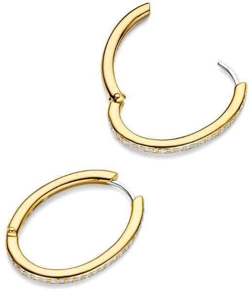 Ti Sento Oorbellen 7789ZY Zilver met Geelgouden Plating en Zirkonia 19.5x25mm Goud