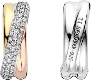 Ti Sento Ti Sento Oorbellen 78012ZT Zilver met Tricolor Plating Crossover met Zirkonia Zilver