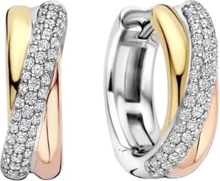 Ti Sento Ti Sento Oorbellen 78012ZT Zilver met Tricolor Plating Crossover met Zirkonia Zilver