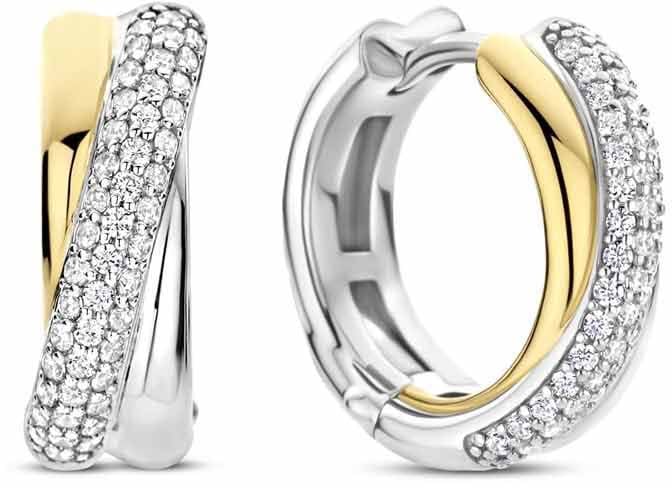 Ti Sento Ti Sento Oorbellen 78012ZY Zilver 14k Gold Plated met Zirkonia Zilver