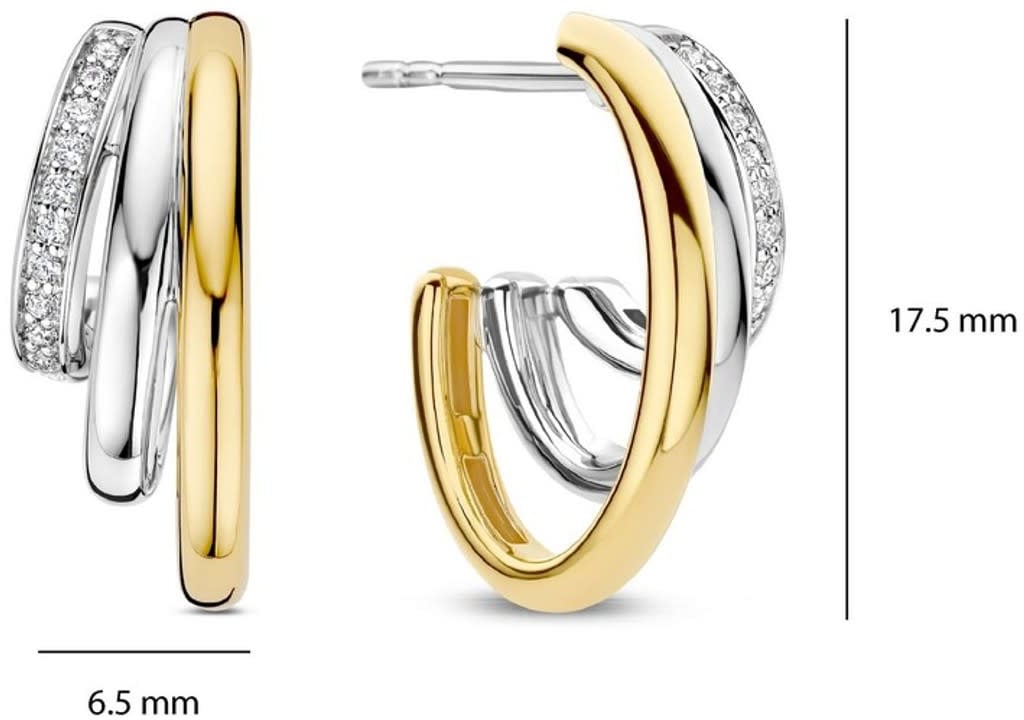 Ti Sento Ti Sento Oorbellen 78068ZY Zilver met 14k Geelgouden Plating Divers