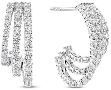 Ti Sento Ti Sento Oorbellen 78069ZI Zilver 3 Banen Zirkonia Zilver