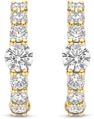 Ti Sento Oorbellen 78073ZY Zilver met Geelgouden Plating met Zirkonia 14mm Goud
