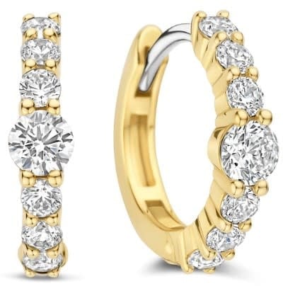 Ti Sento Oorbellen 78073ZY Zilver met Geelgouden Plating met Zirkonia 14mm Goud