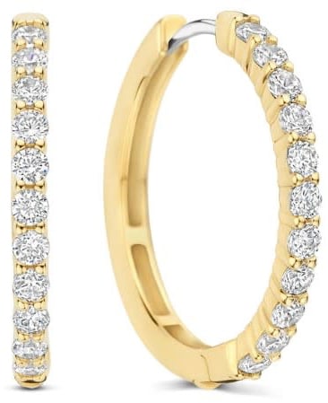 Ti Sento Oorbellen 78077ZY Zilver met Geelgouden Plating met Zirkonia 21.5mm Goud