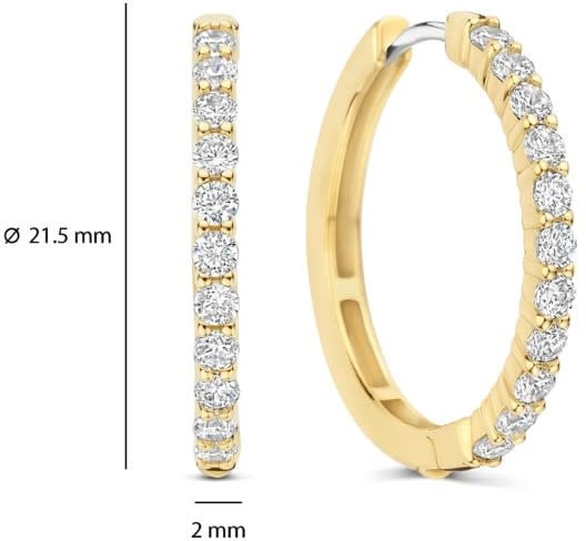 Ti Sento Oorbellen 78077ZY Zilver met Geelgouden Plating met Zirkonia 21.5mm Goud
