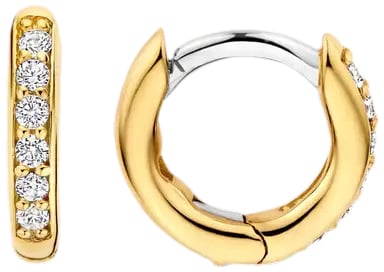 Ti Sento Ti Sento Oorbellen 7811ZY Zilver met Goude Plating en Zirkonia 12mm Goud