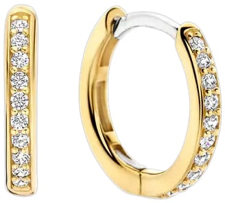 Ti Sento Ti Sento Oorbellen 7812ZY Zilver met Geelgouden Plating en Zirkonia 14mm Goud