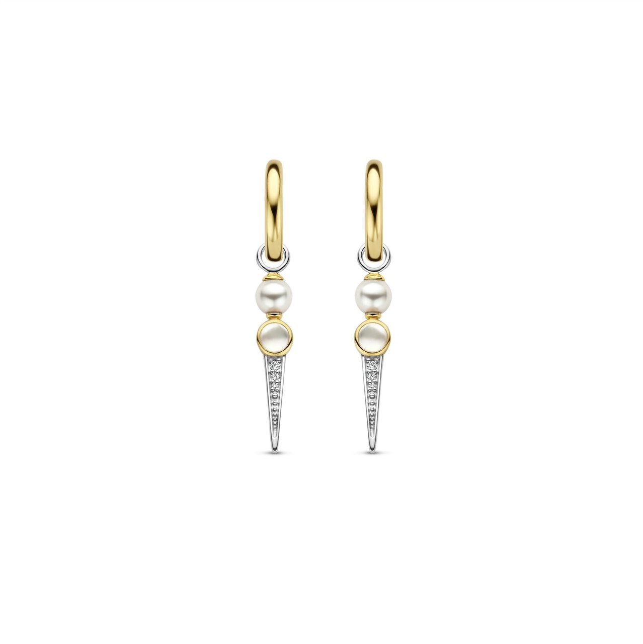 Ti Sento Ti Sento Oorbellen 7933YP Zilver Bi-color met Parelbedel Goud