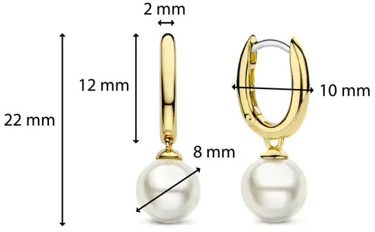 Ti Sento Oorbellen 7939YP Zilver met Gouden Plating en Parel Goud