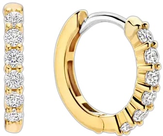 Ti Sento Ti Sento Oorbellen 7957ZY Zilver met Gouden Plating en Zirkonia 14mm Goud