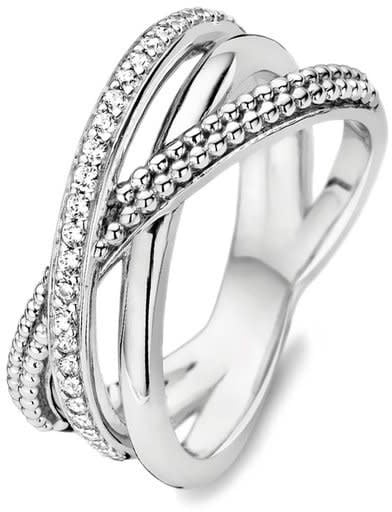 Ti Sento Ti Sento Ring 12022ZI/58 ZIlver Kruisend met Zirkonia Maat 58 Zilver