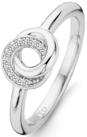 Ti Sento Ti Sento Ring 12142ZI/52 Zilver Dubbele Cirkel met Zirkonia Zilver