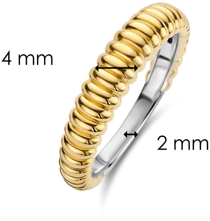 Ti Sento Ti Sento Ring 12218SY/54 Zilver met Geelgoude Plating Ribbel Goud