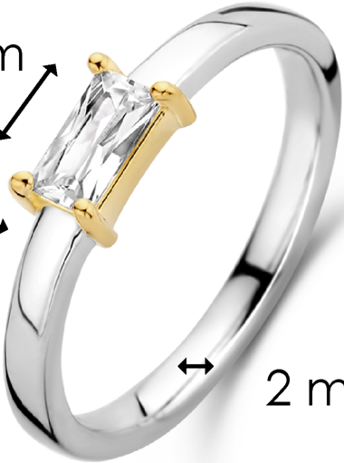 Ti Sento Ti Sento Milano 12247ZY/56 ring zilver bi-color met Baqutette Zilver