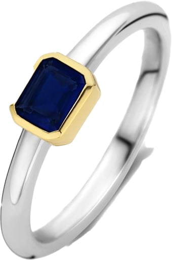 Ti Sento Ti Sento Ring 12273BY/56 Zilver met Blauwe Steen in 14k Geelgouden Zetting Zilver