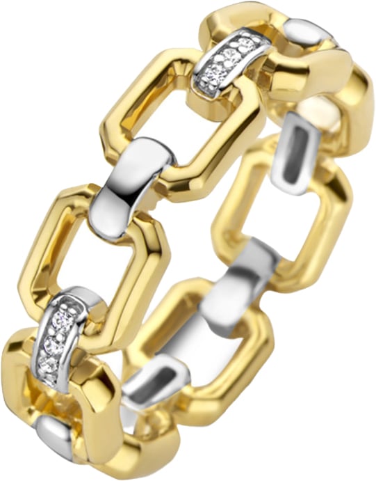 Ti Sento Ti Sento Ring 12292ZY/54 zilver bi-color met gezette zirkonia stenen maat 54 Goud