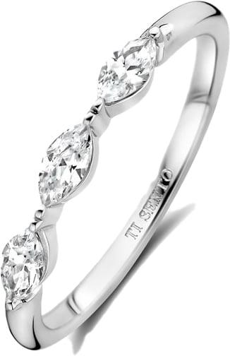 Ti Sento Ti Sento Ring 12297ZI/50 Zilver Gerhodineerd met Marques Zirkonia's Maat 50 Zilver