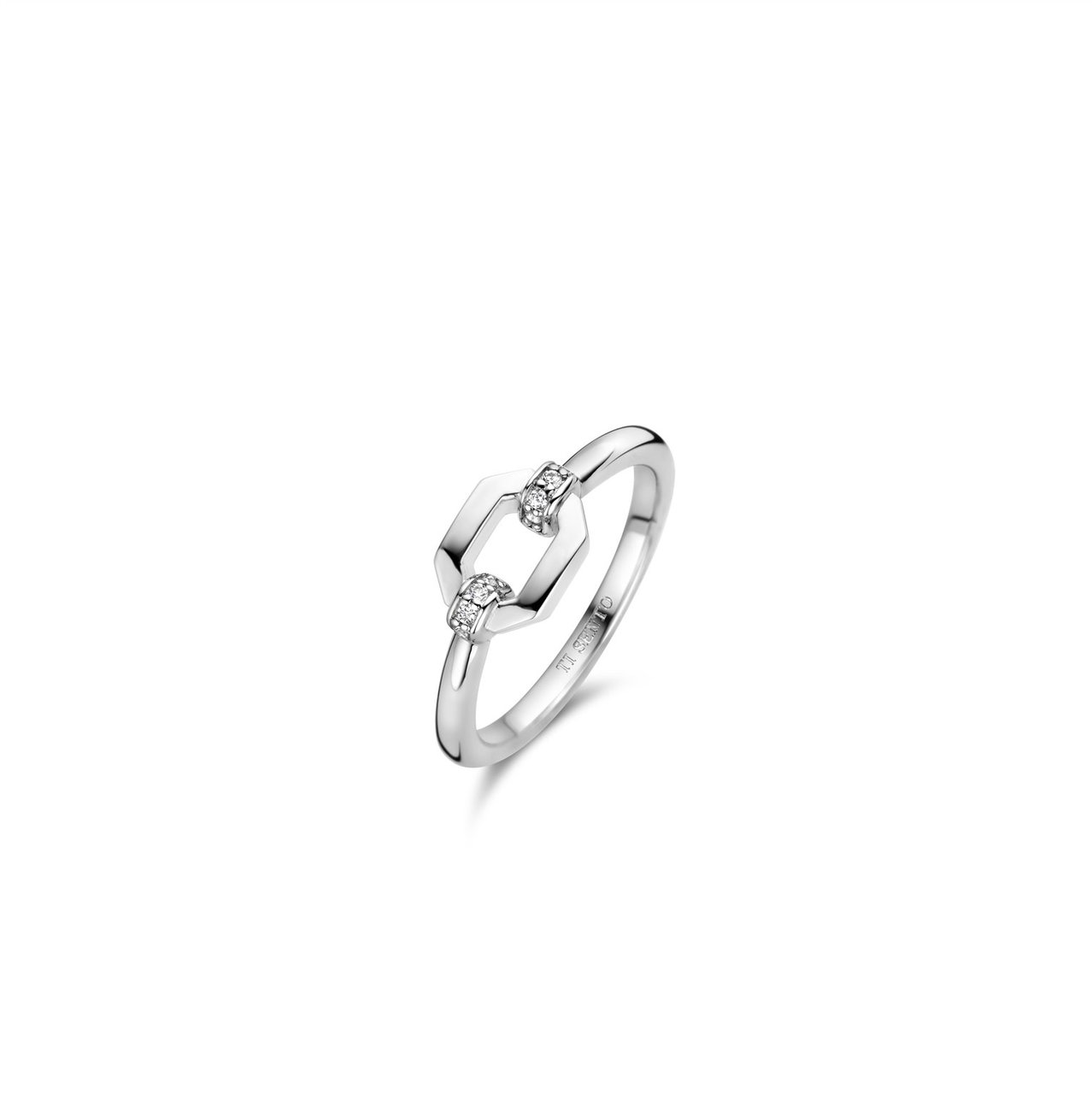 Ti Sento TI SENTO ring 12300ZI/56 zilveren ring met schakel en zirkonia Zilver
