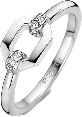 Ti Sento TI SENTO ring 12300ZI/56 zilveren ring met schakel en zirkonia Zilver