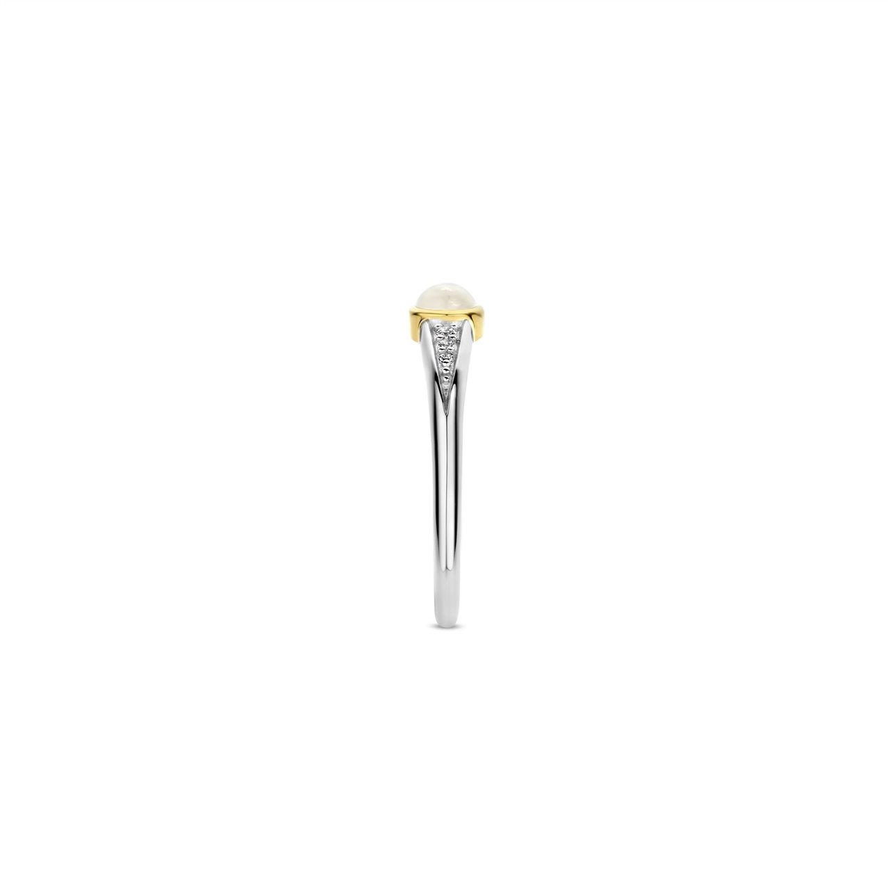 Ti Sento Ti Sento ring 12305MW/54 Zilver 14k Geelgouden Plating Zetting met Maansteen en Zirkonia Zilver