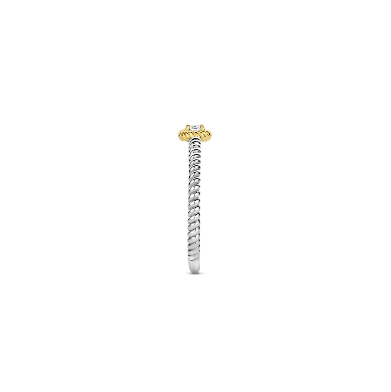 Ti Sento TI SENTO Ring 12306ZY/54 Zilver Gedraaid Design met Vergulde Zetting en Zirkonia Zilver
