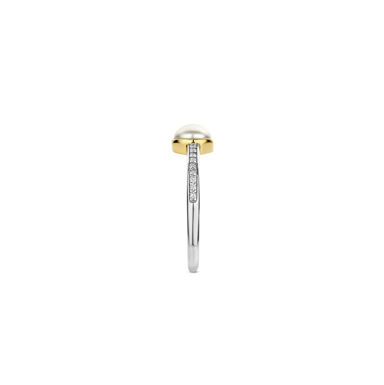 Ti Sento Ti Sento Ring 12308YP/54 Zilver Bi-color met Parel en Zirkonia Maat 54 Zilver