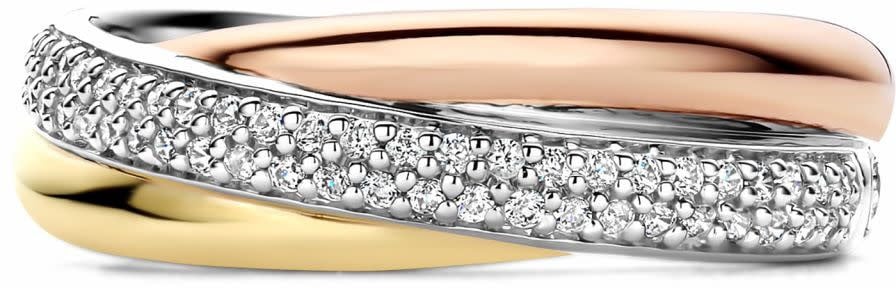 Ti Sento Ti Sento Ring 12343ZT/56 Zilver met Tricolor PLating met Zirkonia Maat 56 Divers