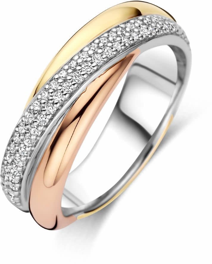 Ti Sento Ti Sento Ring 12343ZT/56 Zilver met Tricolor PLating met Zirkonia Maat 56 Divers