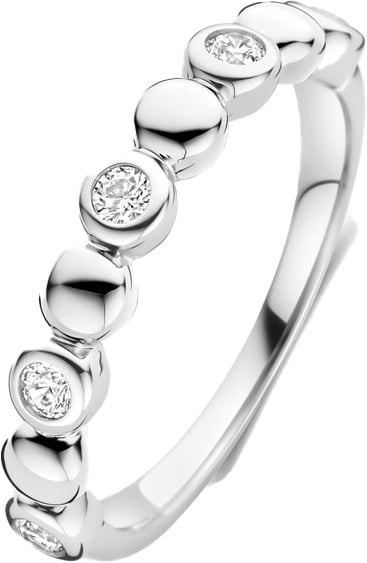 Ti Sento Ti Sento Ring 12365ZI/54 Zilver met Bolletjes en Zirkonia Maat 54 Zilver