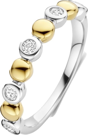 Ti Sento Ti Sento Ring 12365ZY/56 Zilver 14k Geelgouden Plating met Zirkonia maat 56 Zilver