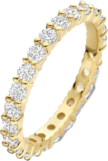 Ti Sento Ti Sento Ring 12371ZY/52 Zilver 14k Geelgouden Plating Rondom met Zirkonia Maat 52 Goud