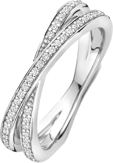 Ti Sento Ti Sento Ring 12373ZI/56 Zilver Dubbel met Zirkonia Maat 56 Zilver