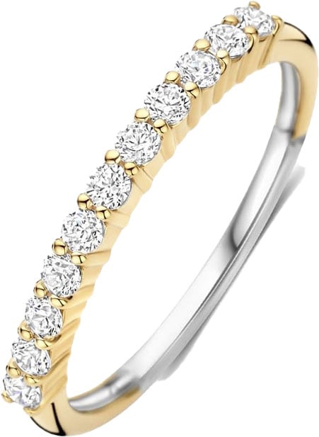 Ti Sento Ti Sento Ring 12382ZY/54 Zilver met 14k Geelgouden Plating met Zirkonia Maat 54 Goud