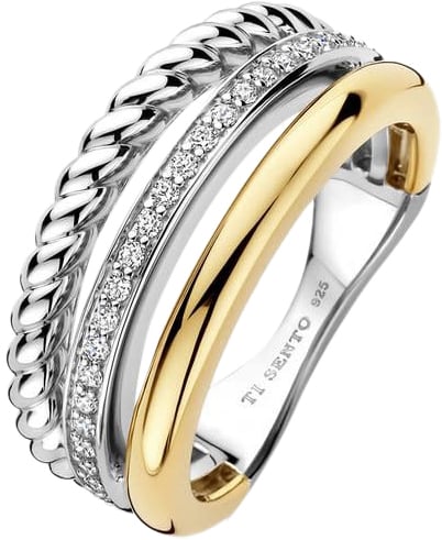 Ti Sento Ti Sento Ring 12385ZY/54 Zilver Bi-color met Zirkonia Maat 54 Goud