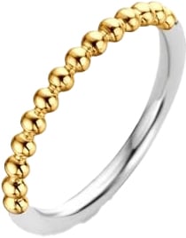 Ti Sento Ti Sento Ring 1937SY/56 Zilver met Gele Plating Bolletjes Motief Maat 56 Goud