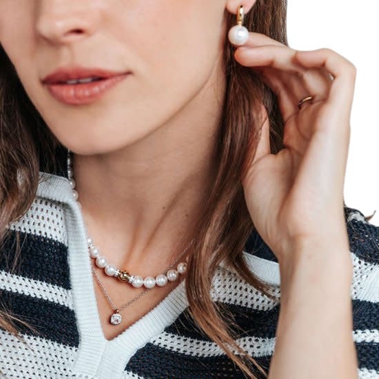 Ti Sento Ti Sento Collier 34103ZY/42 Zilver Bi-color met Vierkante Hanger met Zirkonia 38-48cm Zilver