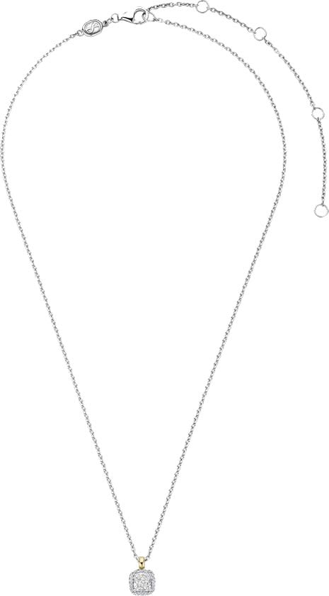 Ti Sento Ti Sento Collier 34103ZY/42 Zilver Bi-color met Vierkante Hanger met Zirkonia 38-48cm Zilver