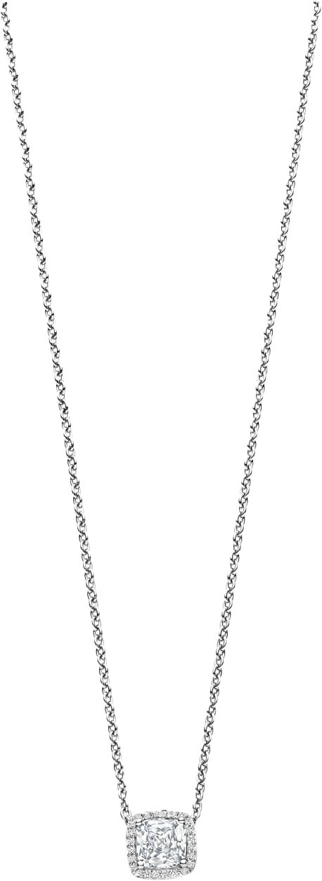Ti Sento Ti Sento Collier 34104ZI/42 Zilver met Vierkant Hanger met Zirkonia 38-48cm Zilver