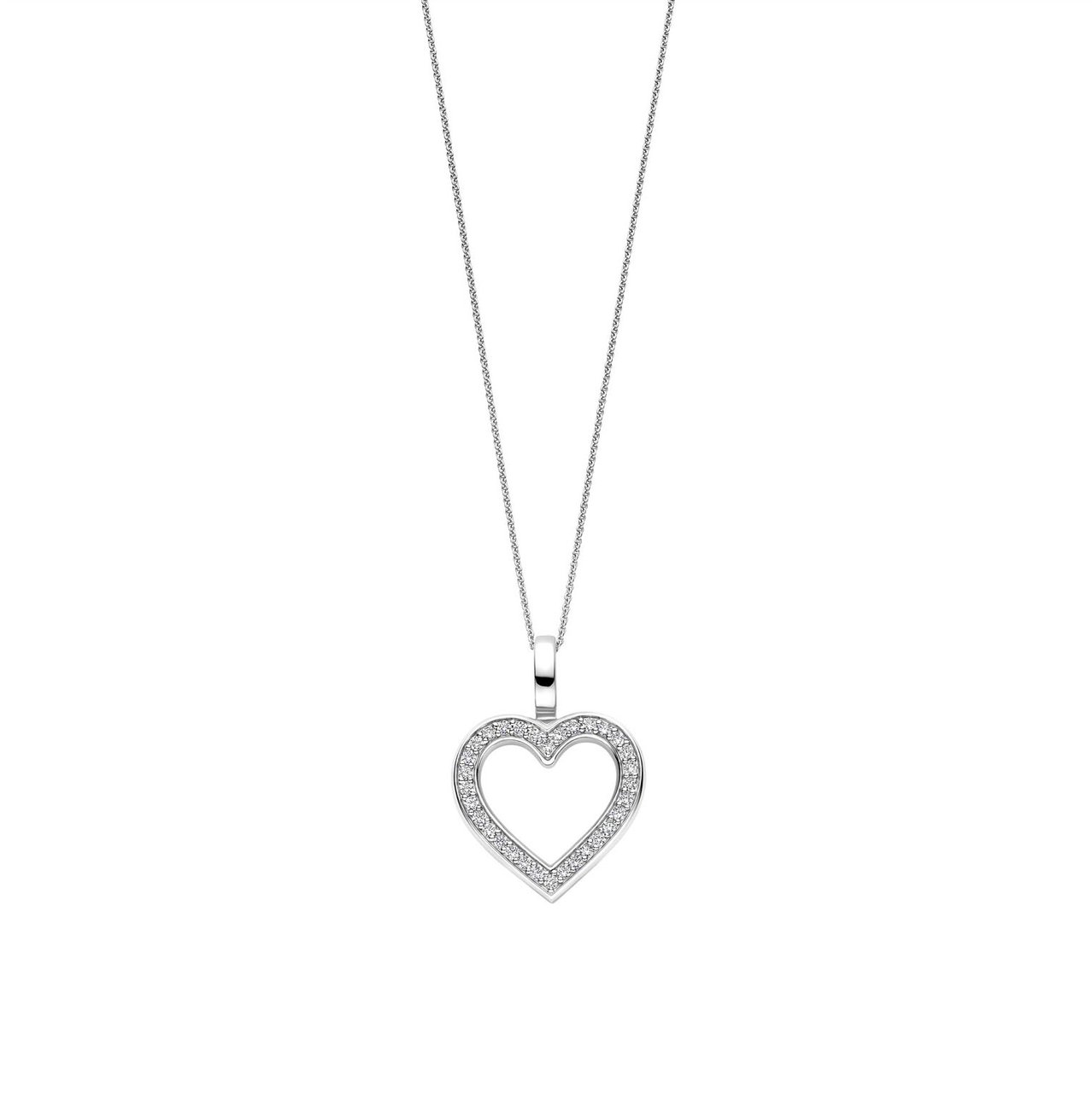 Ti Sento Ti Sento Collier 6859ZI Zilver Anker met Hanger Hart en Zirkonia 45cm Zilver