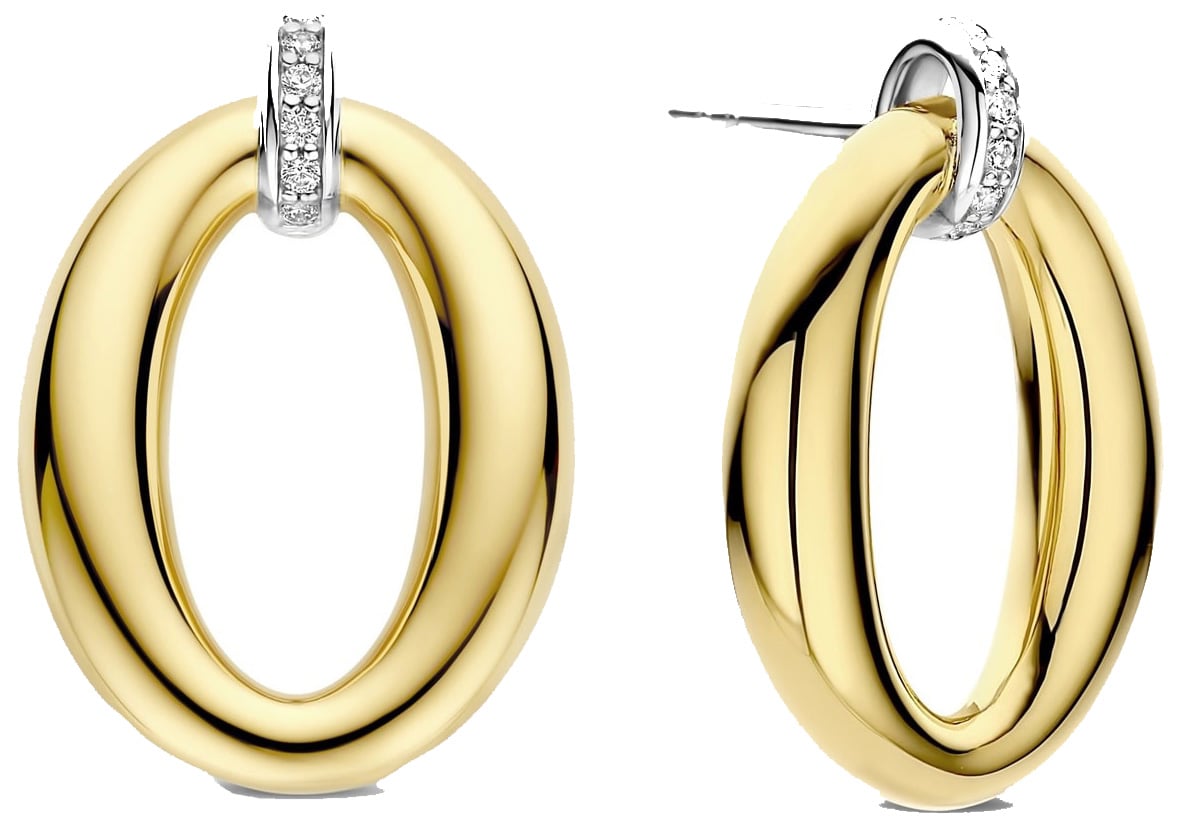 Ti Sento Ti Sento Oorbellen 78013ZY Zilver 14k Gold Plated Oorstekers met Zirkonia Goud