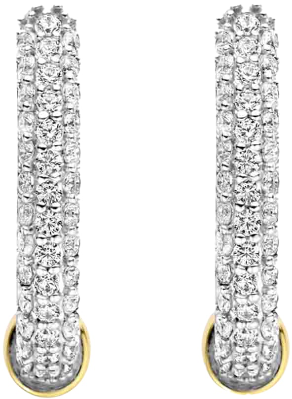 Ti Sento Ti Sento oorbellen 7921ZY oorringen ingezet met zirkonia’s en verguld middenstuk Zilver