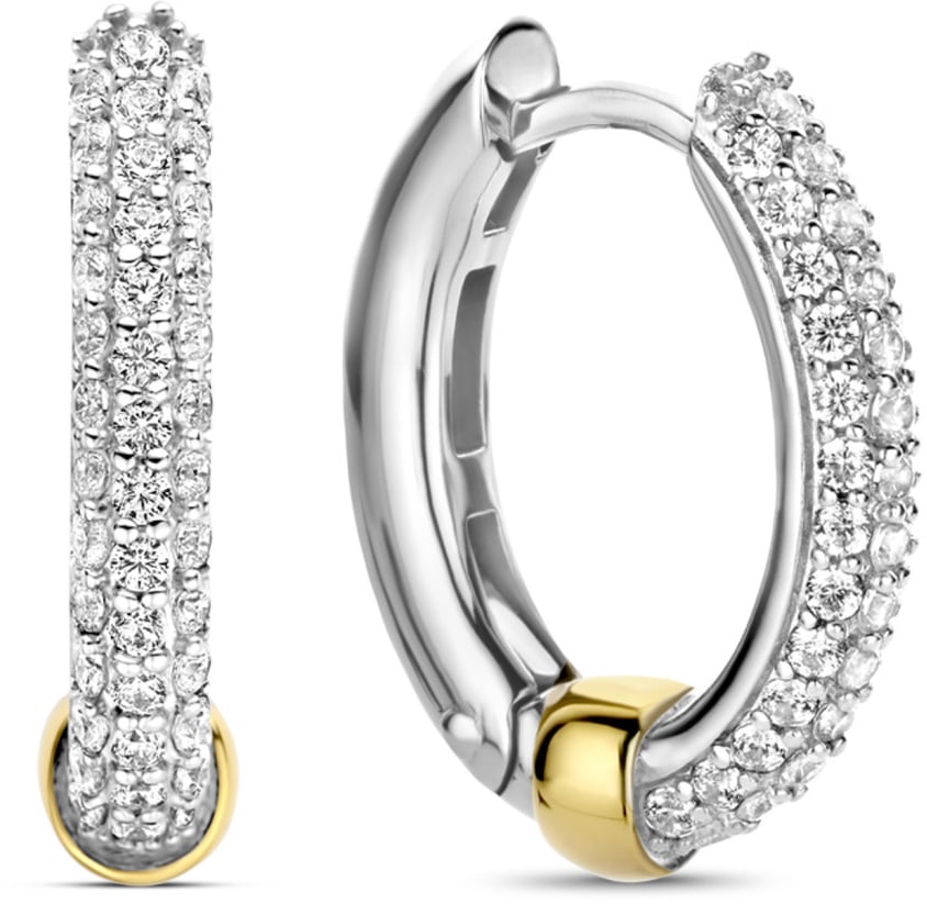 Ti Sento Ti Sento oorbellen 7921ZY oorringen ingezet met zirkonia’s en verguld middenstuk Zilver