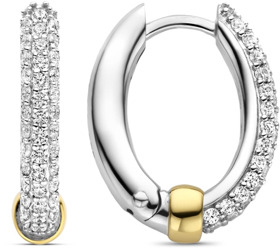 Ti Sento Ti Sento oorbellen 7921ZY oorringen ingezet met zirkonia’s en verguld middenstuk Zilver