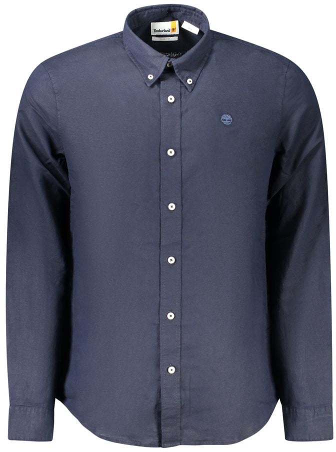 Timberland Timberland Blue Linen Men Shirt Blauw