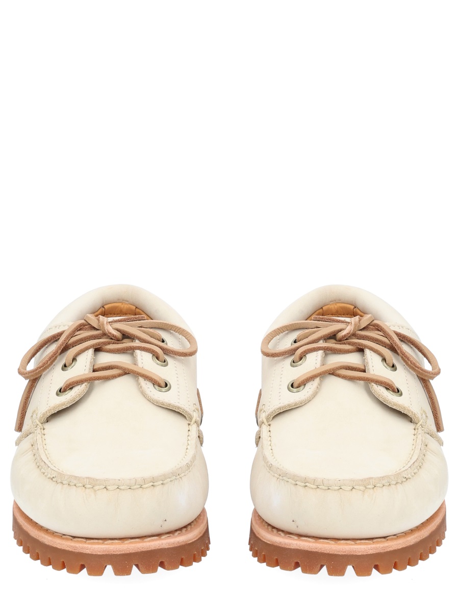 Timberland Light Beige Moc Toe Tread Boat Shoes Neutraal