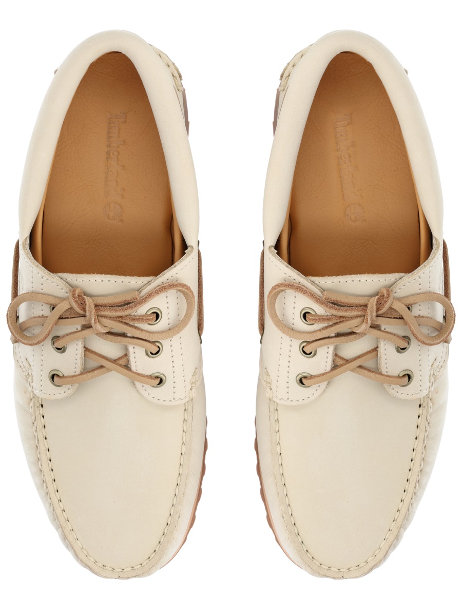 Timberland Light Beige Moc Toe Tread Boat Shoes Neutraal