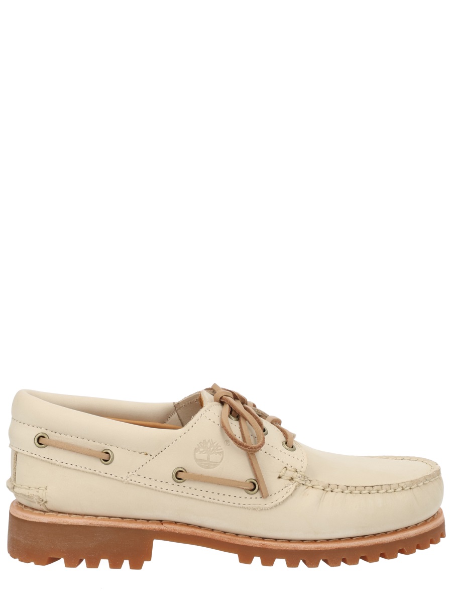 Timberland Light Beige Moc Toe Tread Boat Shoes Neutraal