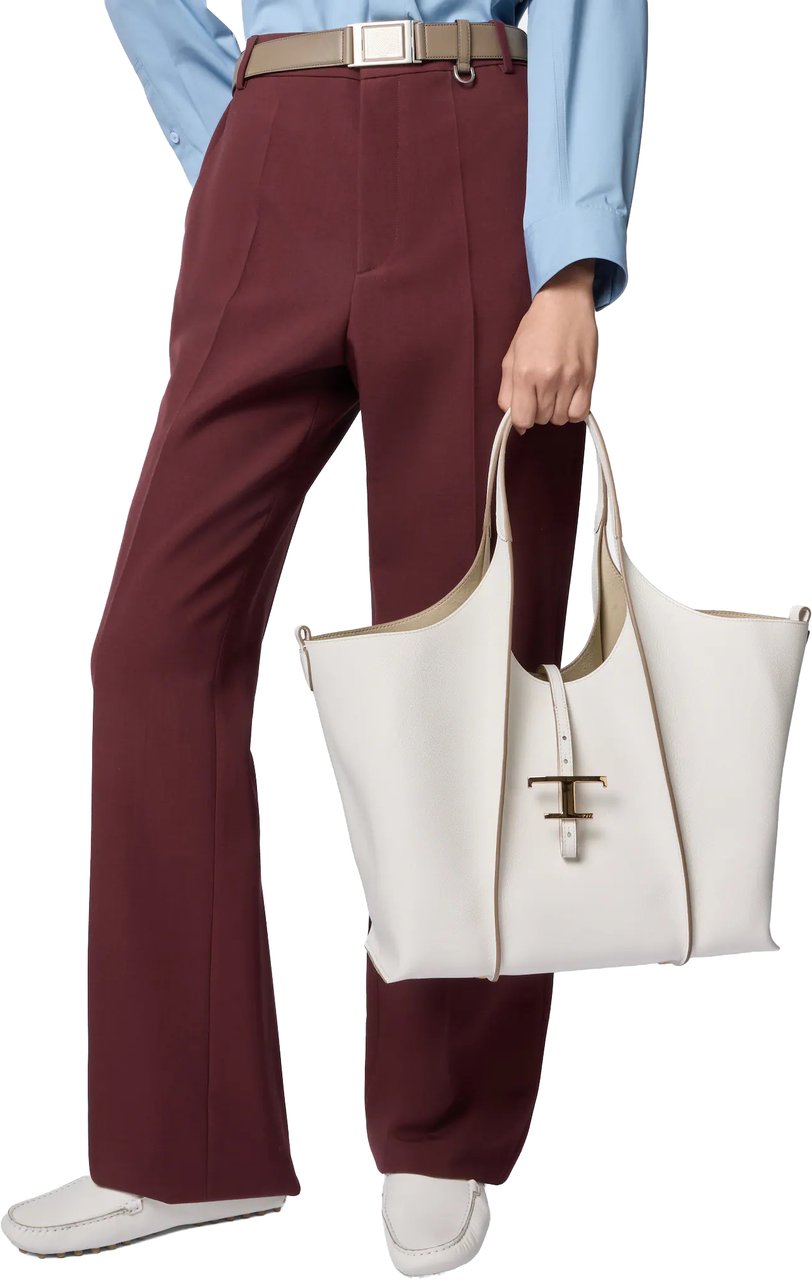 Tod's White Tsb Shopping Pend. T Medium Bag Wit