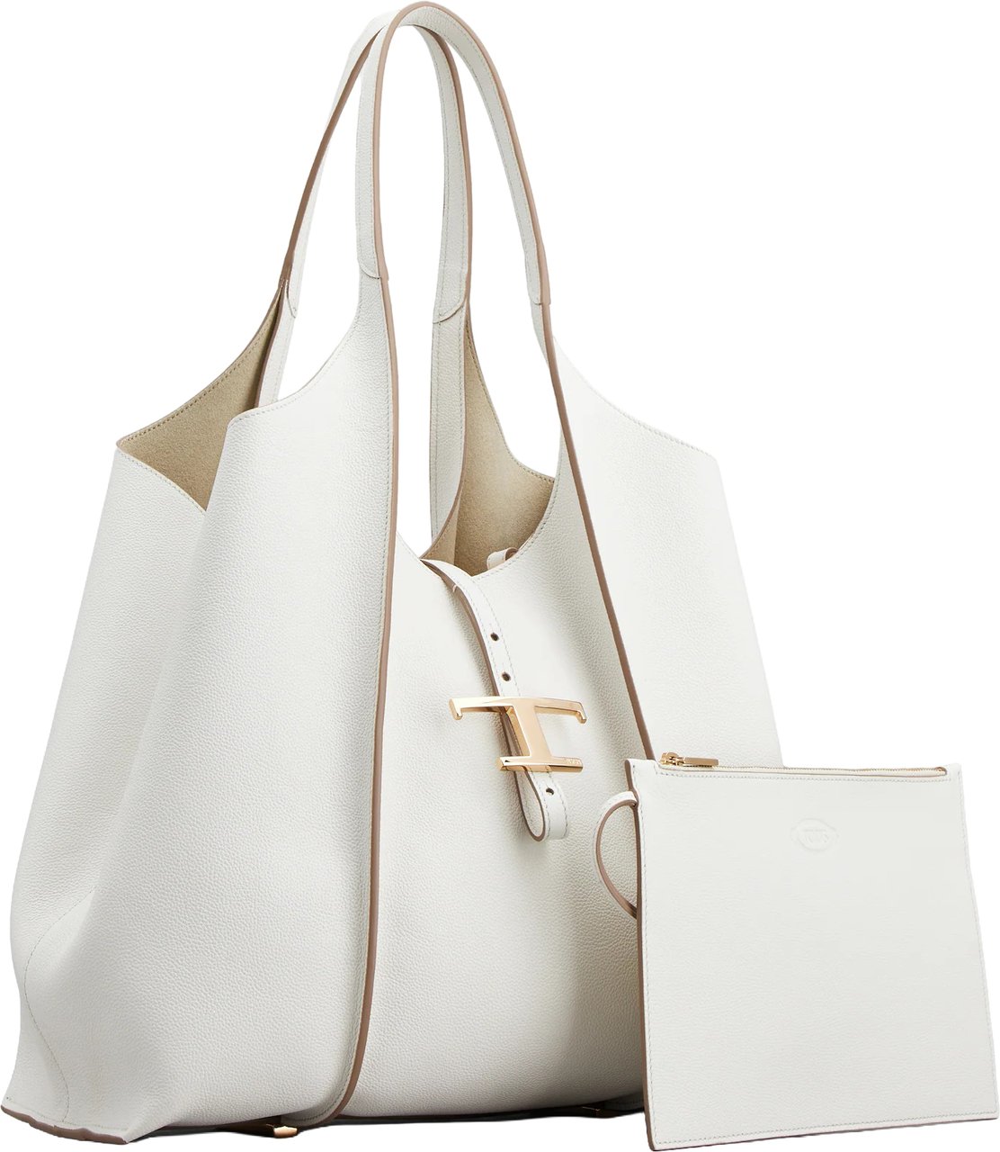 Tod's White Tsb Shopping Pend. T Medium Bag Wit
